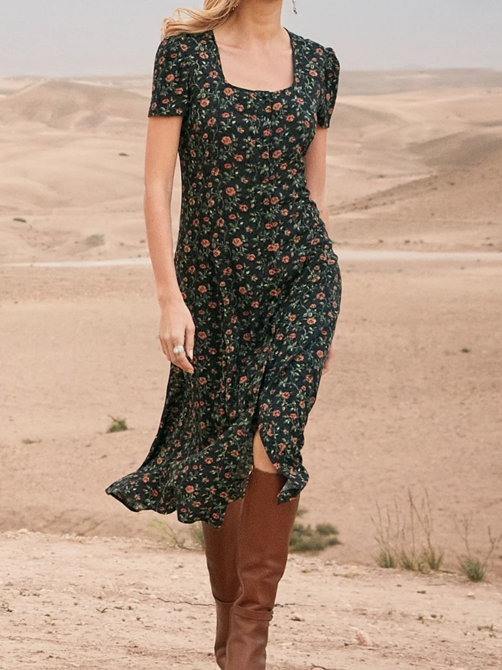 Peruvian Connection Desert Rose Floral Midi Dress Size 12